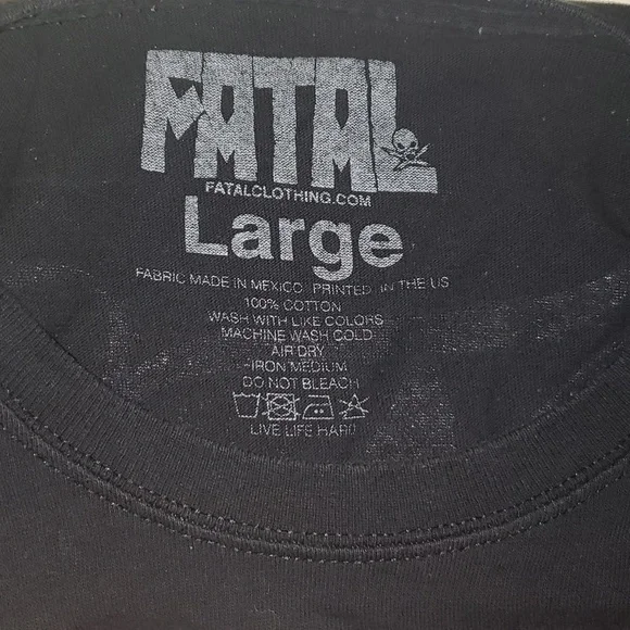 Fatal Black Graphic Tee Shirt Sz Lg - Picture 3 of 6